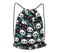 BLWSLC Panda cute face Printed Sports Drawstring Backpack Fitness Travel Backpack Suitable For Gym And Travel, Black, S