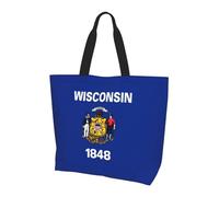 BLWSLC Panda in the water Printed tote bag, large capacity carry-on bag for travel, shopping and beach vacations, Wisconsin State Flag, One Size
