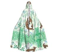 BLWSLC pangolin parenting print Printed Halloween Cape Masquerade Hooded Cape Carnival Party Costume (Length 147cm/Hood Height 38cm)