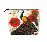 BLWSLC Peacock Red flower Printed single layer cosmetic bag, storage bag, suitable for daily storage, a must-have for business trips.