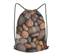BLWSLC Pebbles in the beach Printed Travel Drawstring Backpack Gym Drawstring Bag Portable Suitable For Short Trips, Black, M
