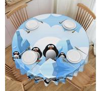 BLWSLC Penguin Antarctica Ice Printed 60-Inch Round Decorative Tablecloth Picnic Decorating Cloth Suitable For Home And Camping