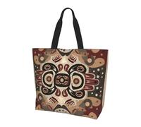 BLWSLC Penguins singing Printed tote bag, large capacity carry-on bag for travel, shopping and beach vacations, Symmetrical Traces, One Size