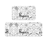 BLWSLC Physics Print Printed 2-Piece Non-Slip Mat Set Kitchen Sink Mat Suitable For Laundry Room And Entryway