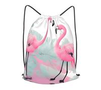 BLWSLC Pink Flamingo Printed Travel Drawstring Backpack Gym Drawstring Bag Portable Suitable For Short Trips, Black, M