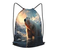 BLWSLC Polar bear in winter Printed Sports Drawstring Backpack Fitness Travel Backpack Suitable For Gym And Travel, Black, M