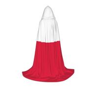 BLWSLC Polish flag Printed Hooded Cape For Teenagers Zipperless Hooded Cape Suitable For Cosplay And Stage Performances Large