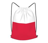 BLWSLC Polish flag Printed Travel Drawstring Backpack Gym Drawstring Bag Portable Suitable For Short Trips, Black, S