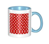 BLWSLC Polka Dot Patterned Ceramic Sky Blue Mug with Curved Handle, Suitable for Coffee Shops and Offices.