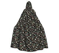 BLWSLC Potted cactus Printed hooded cape, long style, suitable for cosplay, stage performances or holiday parties.