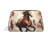 BLWSLC Prancing Brown Horse Printed Portable Cosmetic Bag Large Travel Toiletry Bag Suitable For Travel And Daily Use