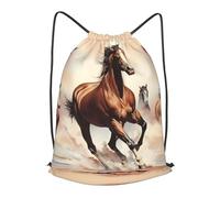 BLWSLC Prancing Brown Horse Printed Travel Drawstring Backpack Gym Drawstring Bag Portable Suitable For Short Trips