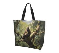 BLWSLC prawns Printed Women's Handbag Large Capacity Shoulder Bag Suitable for Shopping Work Travel and Gym, Monkey Sitting on a Tree, One Size