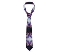 BLWSLC Purple Butterfly Flowers Men's simple printed tie | A versatile suit accessory | Perfect for groomsmen, meetings, and celebrations