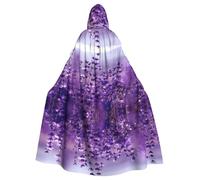 BLWSLC Purple Floral Nursery Printed Halloween Cape (Length 147cm/Hood Height 38cm) Masquerade Hooded Cape Carnival Party Costume