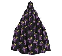 BLWSLC Purple Grapes Printed hooded cape, long style, suitable for cosplay, stage performances or holiday parties.