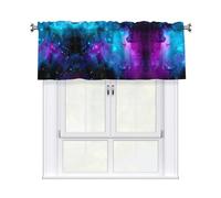 BLWSLC Purple Star Sky Patterned short valance, window decoration, suitable for bathroom, laundry room