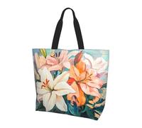 BLWSLC Quantum Energy Flow Printed tote bag, large capacity carry-on bag for travel, shopping and beach vacations, Pure Lily, One Size