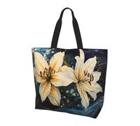 BLWSLC Quantum Energy Flow Printed tote bag, large capacity carry-on bag for travel, shopping and beach vacations, Pure Lily Blooms, One Size