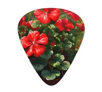BLWSLC Red geraniums Guitar Picks - For Acoustic, Electric, and Band Players - 12 Picks in 3 Different Thicknesses