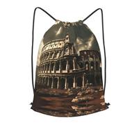 BLWSLC Remains of the Roman Colosseum Printed Travel Drawstring Backpack Gym Drawstring Bag Portable Suitable For Short Trips, Black, S