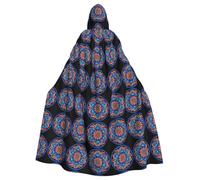 BLWSLC Retro pattern Printed hooded cape, long cape, suitable for cosplay, stage performances or holiday parties.