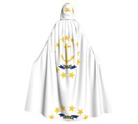 BLWSLC Rhode Island State Flag patterned hooded cape is perfect for Halloween, carnivals, themed parties, and even as a vampire costume.