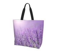 BLWSLC Romantic Purple Lavender Printed Large Capacity Travel Handbag Women's Everyday Outing Shoulder Tote Bag Suitable for Travel and Gym
