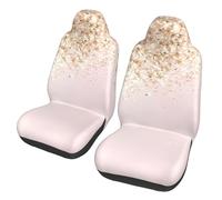 BLWSLC rose gold glitter 2-piece front seat cover set, printed car seat protectors, suitable for cars, SUVs, trucks, and vans