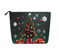 BLWSLC Round Ball Christmas Tree Printed single layer cosmetic bag, storage bag, suitable for daily storage, a must-have for business trips.