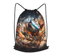 BLWSLC Rugby on Fire Printed Travel Drawstring Backpack Gym Drawstring Bag Portable Suitable For Short Trips, Black, S