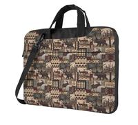 BLWSLC Rustic Lodge Bear Patterned 14 inch laptop bag with shoulder strap, suitable for business trips