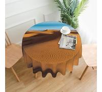 BLWSLC Sand Dunes in The Sahara Desert Patterned Round Tablecloth - 60 Inch - Perfect for family gatherings, restaurants, holidays and celebrations