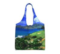 BLWSLC Scenic Hawaii Golf Tropical Printed single-shoulder commuter canvas bag, fitness sports leisure bag suitable for travel commuting or shopping