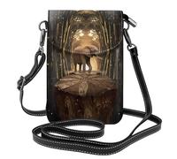 BLWSLC Sculpture Elephant Printed small mobile phone wallet women's crossbody bag detachable shoulder strap suitable for shopping and travel