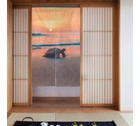 BLWSLC sea turtle sunset Blackout door curtain, dining room divider curtain, 34x56 inches, suitable for dormitories, bathrooms.
