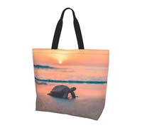 BLWSLC sea turtle sunset Printed Large Capacity Travel Handbag Women's Everyday Outing Shoulder Tote Bag Suitable for Travel and Gym