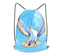 BLWSLC Seagulls in flight Printed Travel Drawstring Backpack Gym Drawstring Bag Portable Suitable For Short Trips, Black, M