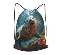 BLWSLC Seal pup in water Printed Sports Drawstring Backpack Fitness Travel Backpack Suitable For Gym And Travel