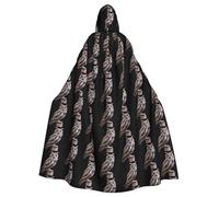 BLWSLC Sinister Owl Printed hooded cape, long style, suitable for cosplay, stage performances or holiday parties.