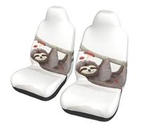 BLWSLC Sloth With Mushrooms 2-piece front seat cover set, printed car seat protectors, suitable for cars, SUVs, trucks, and vans