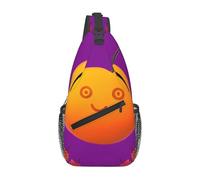 BLWSLC Smiley Orange Patterned men's crossbody bag with adjustable strap, suitable for outdoor hiking or daily commuting