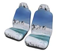 BLWSLC Snow mountain penguin 2-piece car seat cover set universal front seat cover suitable for cars and trucks
