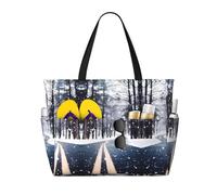 BLWSLC Snow Street Printed beach tote bag lightweight foldable pool bag suitable for packing travel and gym use