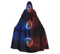 BLWSLC Space Planet Earth Printed Halloween Cape Masquerade Hooded Cape Carnival Party Costume (Length 147cm/Hood Height 38cm)