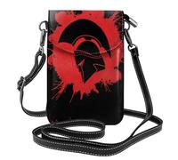 BLWSLC Spartan Warrior Helmet Patterned leather crossbody bag, flap phone case, suitable for travel, hiking, camping or everyday use.