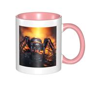 BLWSLC Spider in the light Printed ceramic Pink mug with curved handle, suitable for office and everyday drinking.