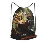 BLWSLC Spiny lizards Printed Travel Drawstring Backpack Gym Drawstring Bag Portable Suitable For Short Trips, Black, M