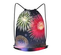 BLWSLC Splendid fireworks Printed Travel Drawstring Backpack Gym Drawstring Bag Portable Suitable For Short Trips, Black, S