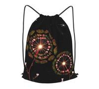 BLWSLC Starry Dandelion Printed Travel Drawstring Backpack Gym Drawstring Bag Portable Suitable For Short Trips, Black, S
